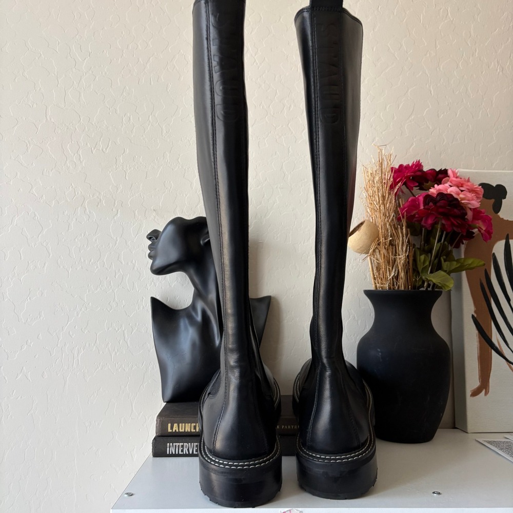 Staud Dutch Tall Black Leather Riding Chelsea Lug Sole Boots Size 38 - Picture 8 of 10